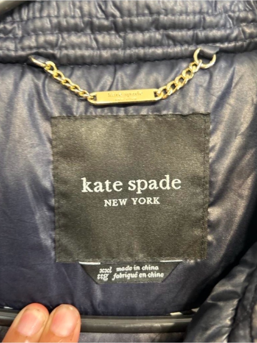 Kate Spade Navy Quilted Floral-Pattern Puffer Jacket View 3